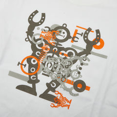 エルメス ハロー ミスター ファリエール 半袖Tシャツ サイズM ホワイト マルチカラー コットン メンズ HERMES 【中古】