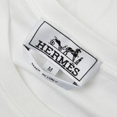 エルメス ハロー ミスター ファリエール 半袖Tシャツ サイズM ホワイト マルチカラー コットン メンズ HERMES 【中古】