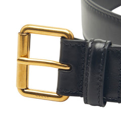 グッチ プレーンベルト サイズ85 34 ブラック ゴールド カーフ メンズ GUCCI 【中古】