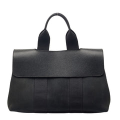 エルメス ヴァルパライソPM ハンドバッグ ブラック トワルシェブロン レザー キャンバス レディース HERMES 【中古】