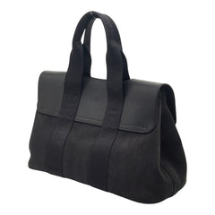 エルメス ヴァルパライソPM ハンドバッグ ブラック トワルシェブロン レザー キャンバス レディース HERMES 【中古】