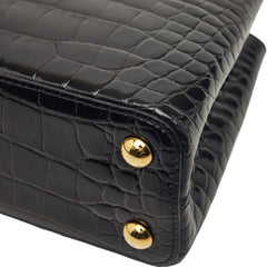 ルイ ヴィトン カプシーヌBB シャイニー ハンドバッグ ショルダー 2WAY N92232 ブラック クロコダイル レディース LOUIS VUITTON 【中古】