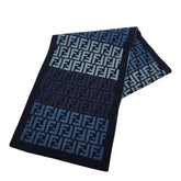 フェンディ ズッカ FFロゴ マフラー ネイビー系 ウール レディース FENDI 【中古】