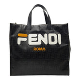 フェンディ フェンディマニア ズッカ フェンディ x フィラ コラボ トートバッグ 8BH357 ブラック PVC レザー ウール レディース FENDI 中古