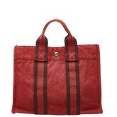 エルメス フールトゥPM ミニ トートバッグ ハンドバッグ レッド キャンバス レディース HERMES 【中古】