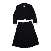 シャネル ココボタン セットアップ スーツ ジャケット スカート ブラック シルク レディース CHANEL 【中古】