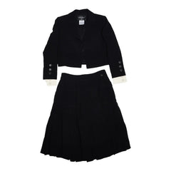 シャネル ココボタン セットアップ スーツ ジャケット スカート ブラック シルク レディース CHANEL 【中古】