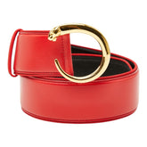 カルティエ パンテール ベルト サイズ:S レッド ゴールド レザー レディース CARTIER 【中古】