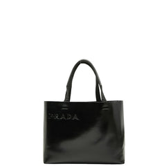 プラダ ロゴ トートバッグ ハンドバッグ ブラック レザー レディース PRADA 【中古】