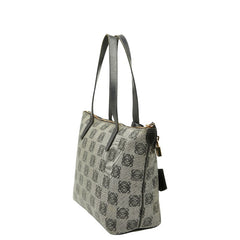 ロエベ アナグラム トートバッグ グレー ブラック PVC レザー レディース LOEWE 【中古】