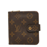 ルイ ヴィトン モノグラム コンパクトジップ 二つ折り財布 M61667 ブラウン PVC レザー レディース LOUIS VUITTON 【中古】