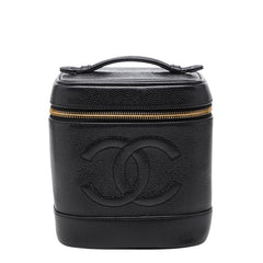 シャネル ココマーク バニティバッグ ハンドバッグ A01998 ブラック キャビアスキン レディース CHANEL 【中古】