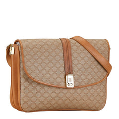 セリーヌ マカダム ショルダーバッグ ブラウン PVC レザー レディース CELINE 【中古】