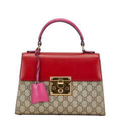 グッチ GGスプリーム ハンドバッグ ショルダーバッグ 2WAY 453188 ベージュ レッド ピンク PVC レザー レディース GUCCI 【中古】