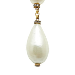 シャネル 大玉パール ラインストーン チェーン ネックレス ゴールド メッキ フェイクパール レディース CHANEL 【中古】