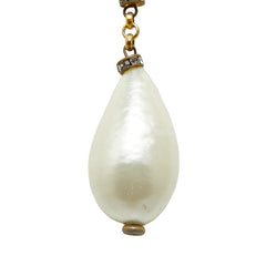 シャネル 大玉パール ラインストーン チェーン ネックレス ゴールド メッキ フェイクパール レディース CHANEL 【中古】