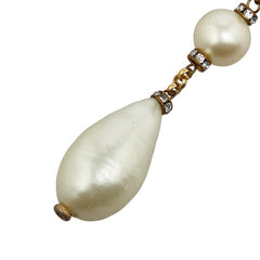 シャネル 大玉パール ラインストーン チェーン ネックレス ゴールド メッキ フェイクパール レディース CHANEL 【中古】