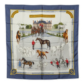 エルメス カレ90 LES HARAS NATIONAUX 国立種馬飼育場 スカーフ ライトブルー マルチカラー レディース HERMES 【中古】