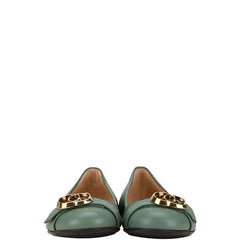 グッチ GGマーモント - フラットシューズ サイズ:35 1/2 365590 グリーン レザー レディース GUCCI 【中古】