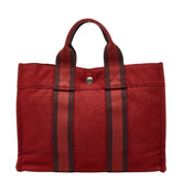 エルメス フールトゥ トートPM ハンドバッグ レッド キャンバス レディース HERMES 【中古】