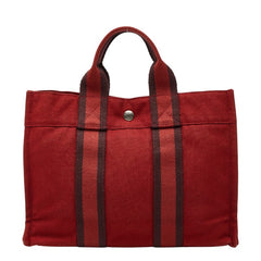 エルメス フールトゥ トートPM ハンドバッグ レッド キャンバス レディース HERMES 【中古】