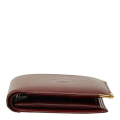 カルティエ マストライン 二つ折り財布 ワインレッド ボルドー レザー レディース CARTIER 【中古】
