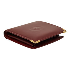 カルティエ マストライン 二つ折り財布 ワインレッド ボルドー レザー レディース CARTIER 【中古】