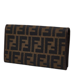 フェンディ ズッカ 長財布 15828 ブラウン キャンバス レザー レディース FENDI 【中古】