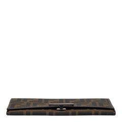 フェンディ ズッカ 長財布 15828 ブラウン キャンバス レザー レディース FENDI 【中古】