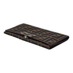 フェンディ ズッカ 長財布 15828 ブラウン キャンバス レザー レディース FENDI 【中古】