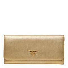 プラダ 長財布 ゴールド サフィアーノレザー レディース PRADA 【中古】
