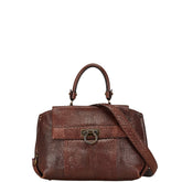サルヴァトーレフェラガモ ガンチーニ ハンドバッグ ショルダーバッグ 2WAY ブラウン パイソン レディース Salvatore Ferragamo 中古