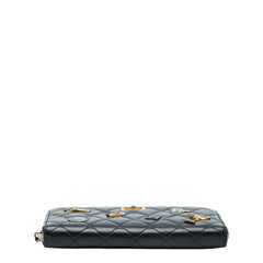 シャネル マトラッセ 2.55 ラッキーチャーム ラウンドファスナー 長財布 ブラック エイジドカーフスキン レディース CHANEL 【中古】