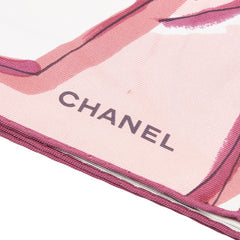 シャネル ココマーク カメリア フラワー 花柄 スカーフ ホワイト マルチカラー シルク レディース CHANEL 【中古】