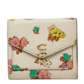 コーチ ウィン スモール ウォレット フローラル 三つ折り財布 アイボリー マルチカラー レザー レディース COACH 【中古】