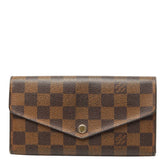 ルイ ヴィトン ダミエ ポルトフォイユ サラ 長財布 N63209 ブラウン PVC レザー レディース LOUIS VUITTON 【中古】