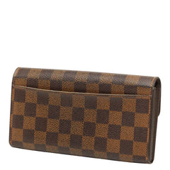 ルイ ヴィトン ダミエ ポルトフォイユ サラ 長財布 N63209 ブラウン PVC レザー レディース LOUIS VUITTON 【中古】