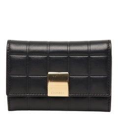 シャネル チョコバー キーケース ブラック レザー レディース CHANEL 【中古】
