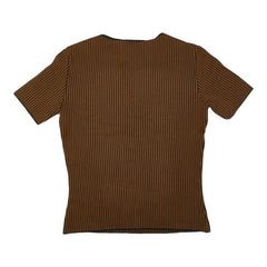 フェンディ 半袖 リブニット Tシャツ サイズ40 ブラック ブラウン ウール レーヨン ビスコース レディース FENDI 【中古】