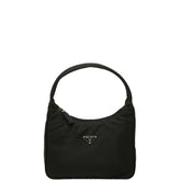 プラダ 三角ロゴプレート ハンドバッグ ブラック ナイロン レディース PRADA 【中古】