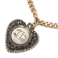 シャネル ココマーク ハート モチーフ ブレスレット ゴールド ブラック メッキ フェイクパール ラインストーン レディース CHANEL 【中古】
