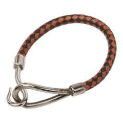 エルメス ジャンボブレス ブレスレット シルバーブラウン メタル レザー レディース HERMES 【中古】