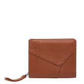 ロエベ アナグラム パズル コンパクトウォレット 二つ折り財布 ブラウン レザー レディース LOEWE 【中古】