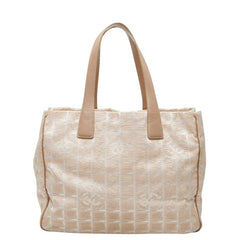 シャネル ココマーク ニュートラベルラインMM トートバッグ ショルダーバッグ ベージュ系 キャンバス レザー レディース CHANEL 【中古】