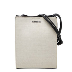ジルサンダー タングルSM 斜め掛けショルダーバッグ アイボリー ブラック レザー キャンバス レディース JIL SANDER 【中古】