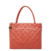 シャネル マトラッセ ココマーク 復刻トート トートバッグ ハンドバッグ オレンジ キャビアスキン レディース CHANEL 【中古】