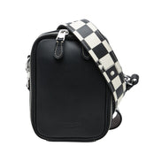 コーチ スタントン チェッカーボード 斜め掛け ショルダーバッグ ブラック ホワイト レザー PVC レディース COACH 【中古】