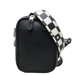 コーチ スタントン チェッカーボード 斜め掛け ショルダーバッグ ブラック ホワイト レザー PVC レディース COACH 【中古】