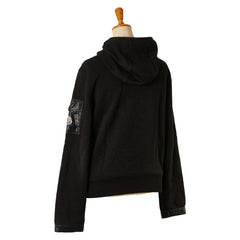 モンクレール MAGLIA マリア ロゴワッペン パーカー サイズ:XS ブラック コットン ナイロン レディース MONCLER 【中古】