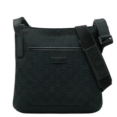 グッチ GGキャンバス 斜め掛け ショルダーバッグ 122793 ネイビー キャンバス レザー レディース GUCCI 【中古】